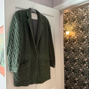 Anthropologie Women's Green Textured Coat